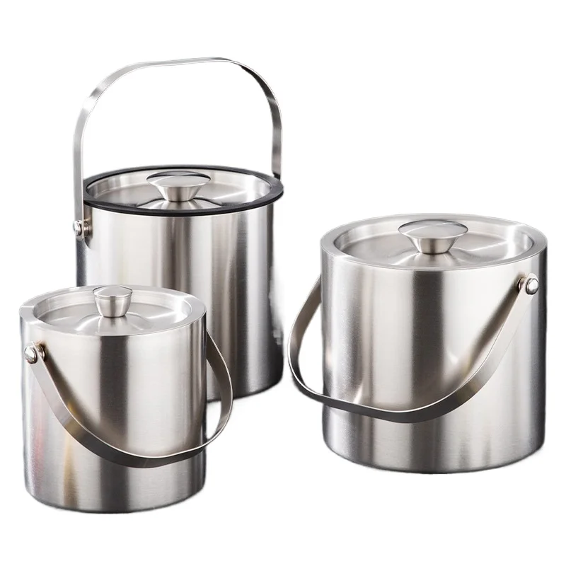 Stainless Steel Ice Bucket Double Walled Beverage Tub Comfortable Carry Handle for Champagne Cocktail Parties Chilling Beer