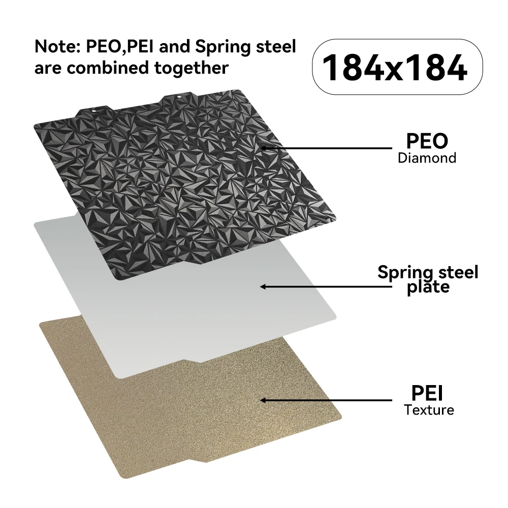 Bambu Lab A1 Mini 184 x 184 mm Federstahl-Bauplatte, doppelseitiger Druck, glatte Textur, PEI-Platte, Federstahlplatte – Detail 13