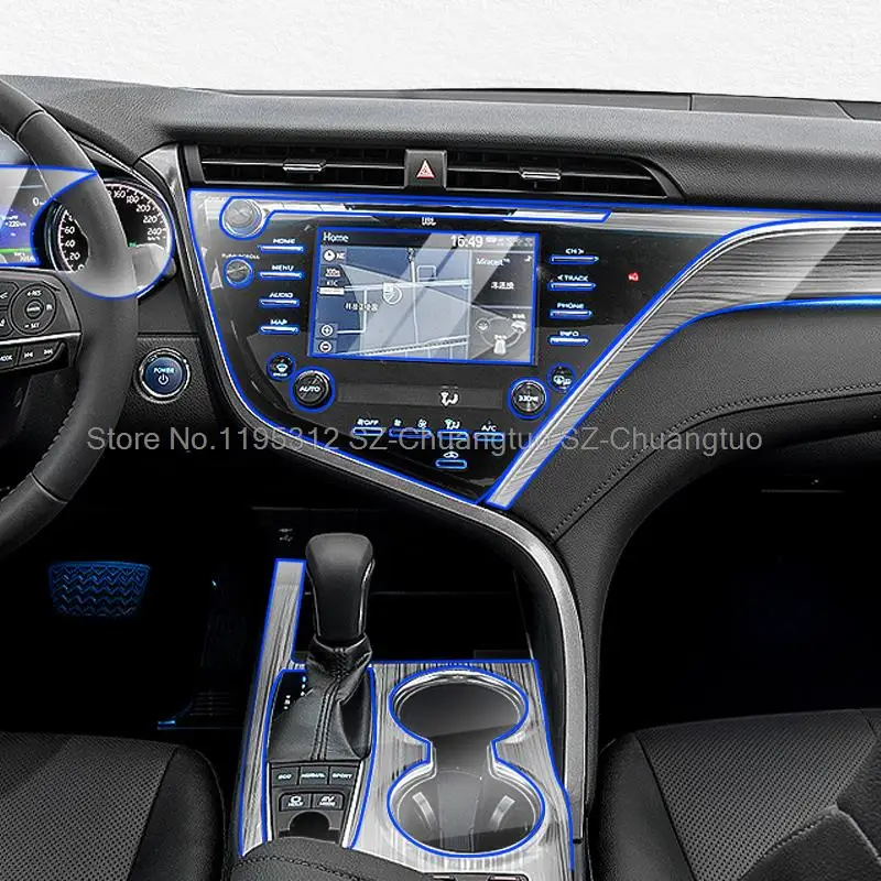 

Прозрачная пленка из ТПУ для Toyota Camry 2018-2022, центральное управление салона автомобиля, панель управления воздушной навигацией, защита от царапин