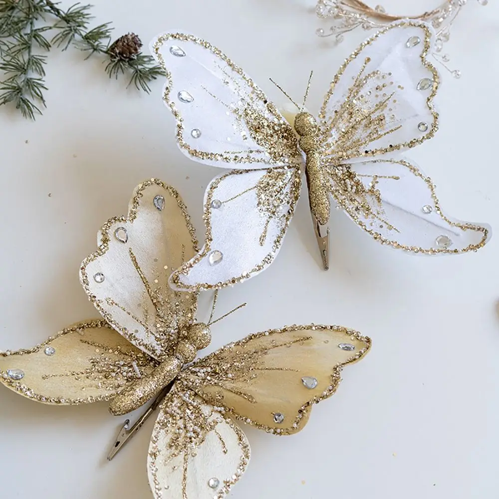 Christmas Tree Decoration Multicolor Christmas Tree Decoration Gold Powder Butterfly Ornament 25*21cm