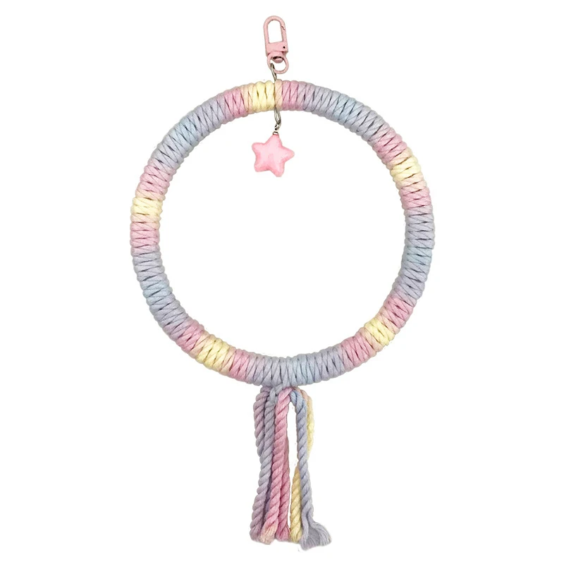 Colored Cotton Parrot Pole Flexible Hanging Clip Swing Colorful Perch Rotating Comfortable Bird Cotton Rope Swing Pet Supplies