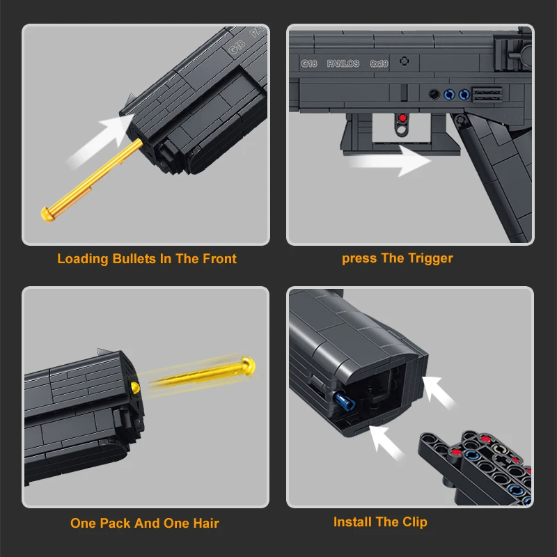 2 Creative AWM Sniper Rifle Barrett AKM Building Blocks, M24 Military Ornaments Series Modle Set Boy Adult Toys Birthday Gifts