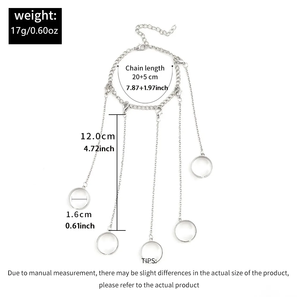 Ins Style Hiphop Punk Silver Color Ring & Bracelet Combo Five Finger Connected Mitten Rings For Women Daily Wear Or Party 1Pc finger ring,silver ring,jewelry accessories,ring set