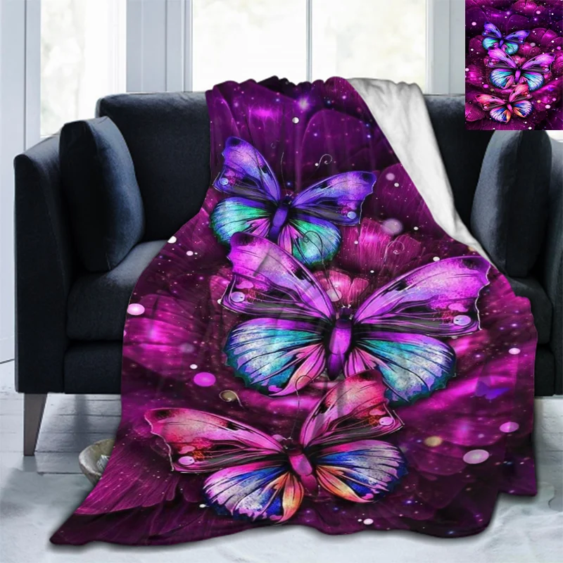 

3D Print Butterfly Blanket Flannel Blanket Bed Throw Blanket Soft Cartoon Printed Bedspread Bedspread Sofa Girls Birthday Gifts