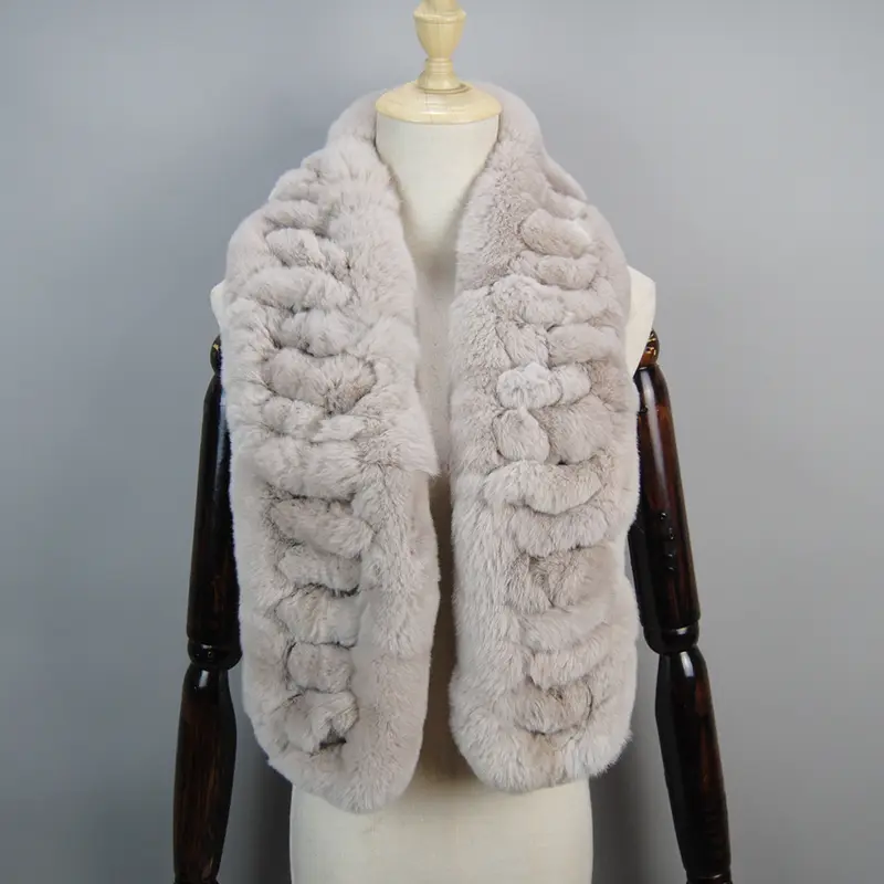 2026 New Arrivals Women Real Rex Rabbit Fur Scarf Lady Fashion Knitted Warm Soft Winter 100% Natural Real Rex Rabbit Fur Muffler - Image 10