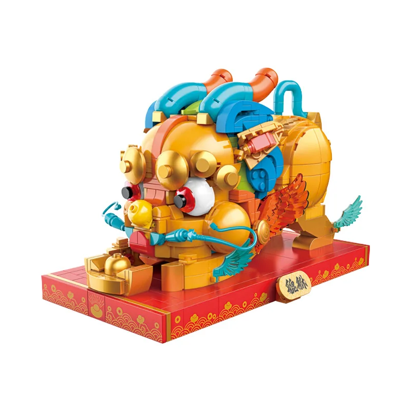 

MOC Ancient Chinese Auspicious Beasts Feng Shui Brave Troops Pixiu Building Blocks Legoes Bricks Toys For Mascot Decoration