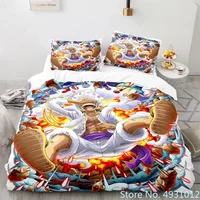 Ensemble de literie Anime One Piece pour garçons, housse de couette, housse de couette, taie d'oreiller, housse de athlon, taille simple, Queen, King Size, Intérieur a, Luffy Gear 5, enfants 3