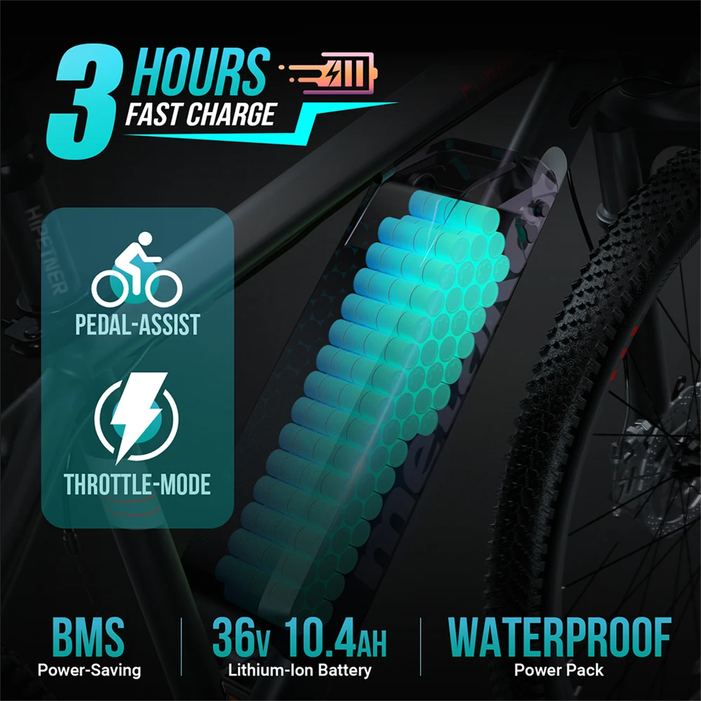 Electric Bike Adults 26 inch Ebike,2X Faster Charge 350W BAFANG Motor, 20MPH Mountain Bike 10.4AH Battery,Digital LCD Display 2