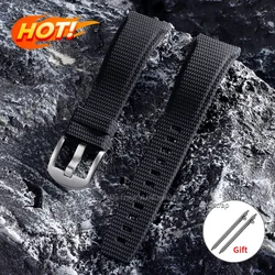 Premium FKM Rubber Waterproof Watch Strap with Curved End - 20/21/22mm - 21mm (Black)