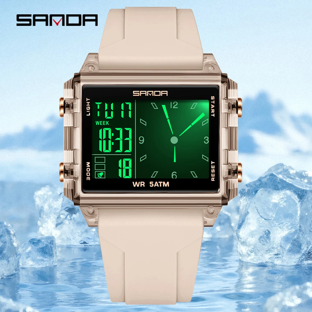 SANDA 6273 Fashion Electronic Watches for Man Luminous Calendar Waterproof Clock Outdoor Sports Casual Ladies Digital Wristwatch view 2