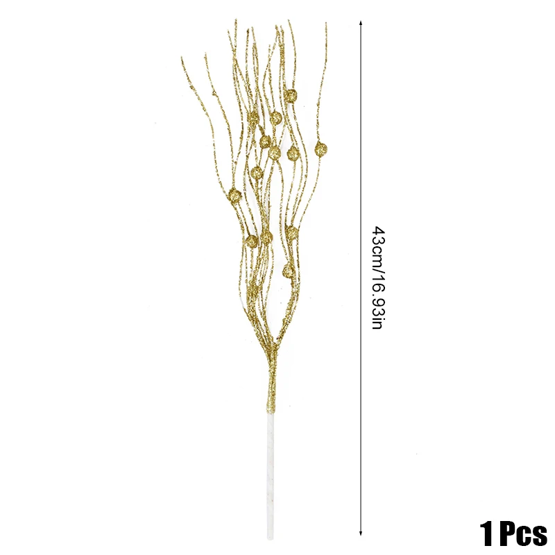 1/3/5Pcs Christmas Artificial Glitter Berry Stem Branches Xmas Tree Ornament New Year Home Decoration DIY Vase Filler 2025 Party