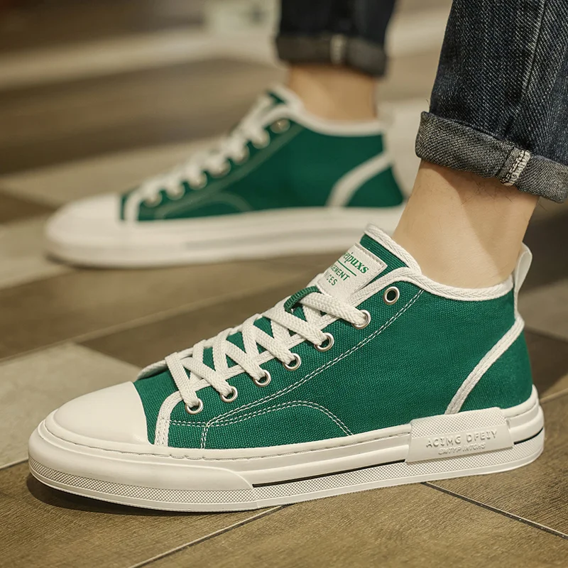 Men Canvas Shoes High-top Vulcanized Shoes Men Casual Shoes Black Breathable Lace Up Student Shoes Sports Walking Footwear 5