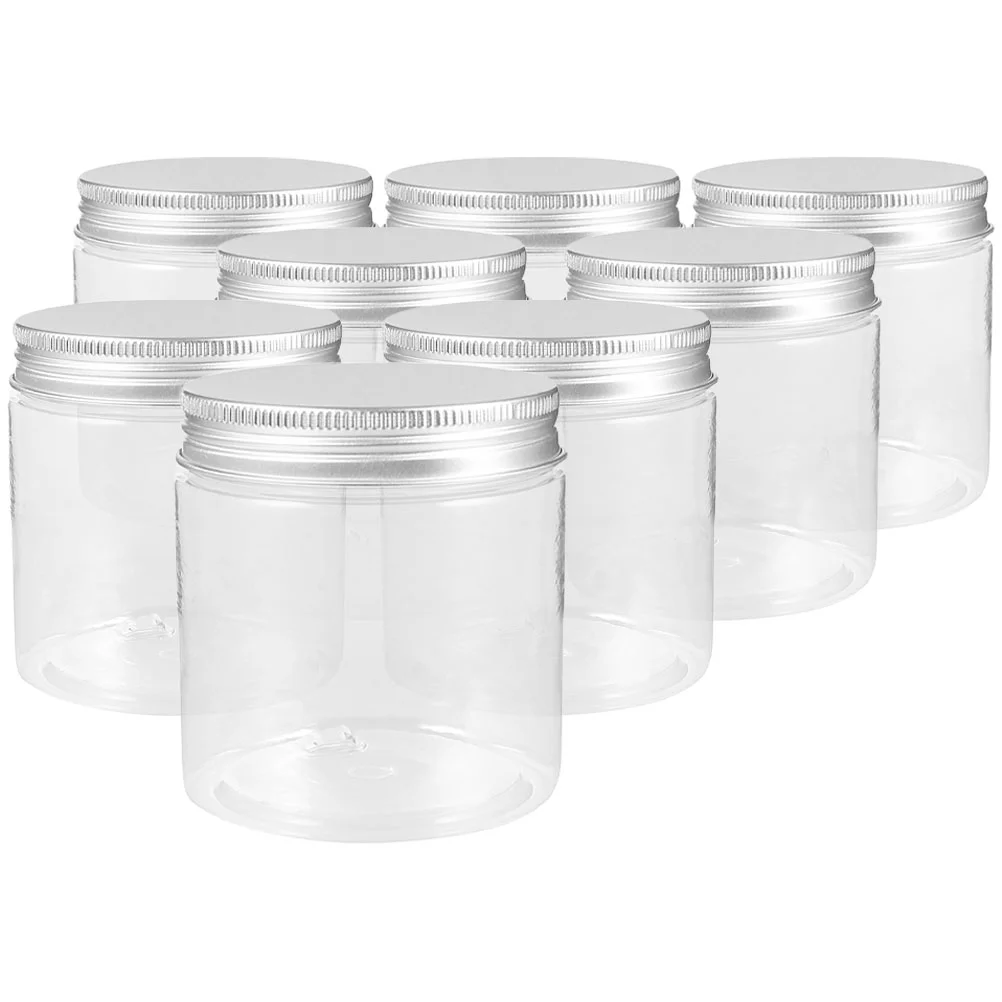 8 Pcs Mini Mason Jars Food Storage Silver Aluminum Cap Bottle Plastic Honey Pots Small