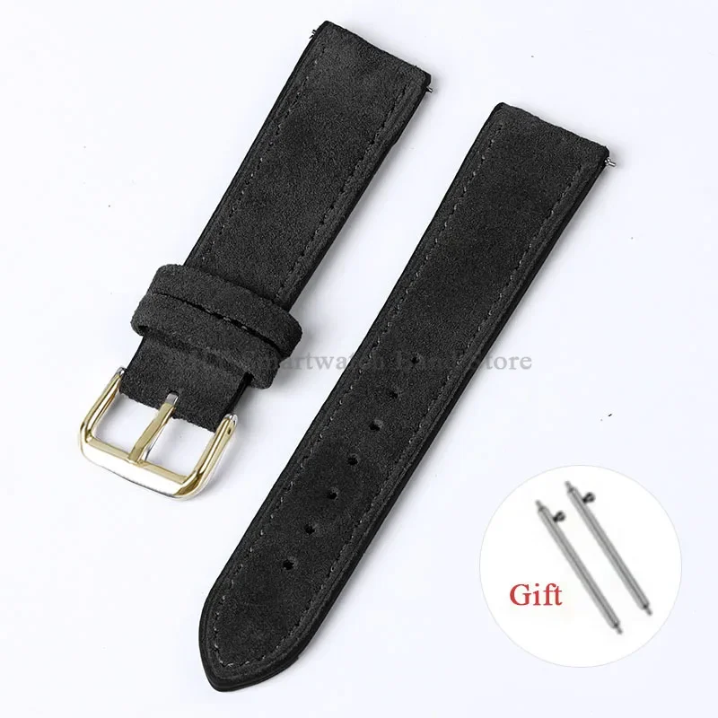 Artisanal Vintage Suede Leather Watch Strap with Handmade Stitching and Quick Release
