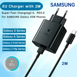 Enhanced Product Title:  
SAMSUNG Fast Charging Adapter with Type C Cable - 45W Charger + 1m/2m Cable Options - Black EU with 2m