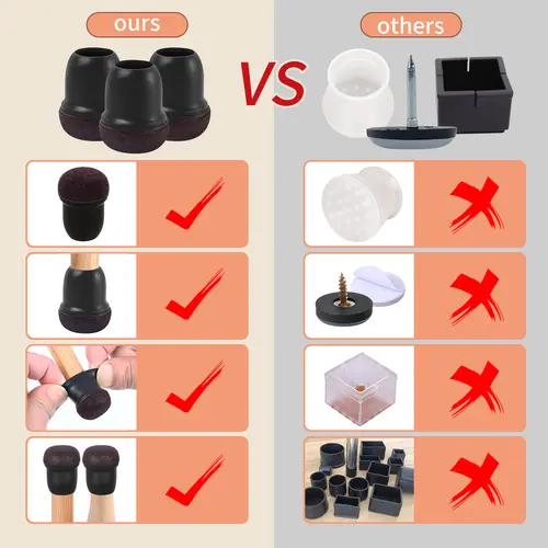 8PCS Upgraded Chair Leg Covers Silicone Anti-Slip Felt Furniture Feet Protectors from Scratches for Hardwood Floor Reduce Noise - Image 3