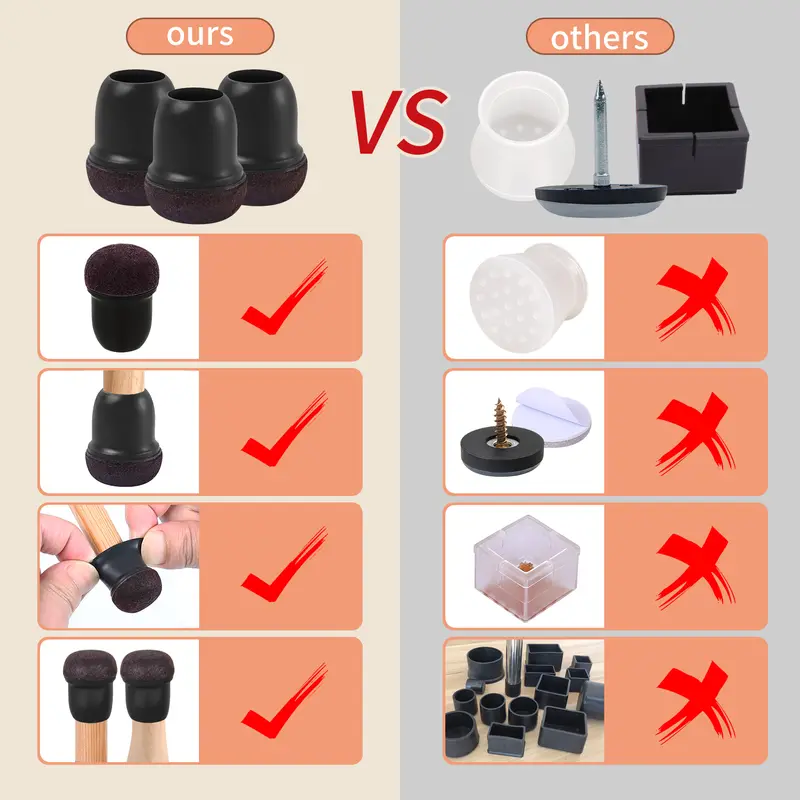 8PCS Upgraded Chair Leg Covers Silicone Anti-Slip Felt Furniture Feet Protectors from Scratches for Hardwood Floor Reduce Noise - Image 3