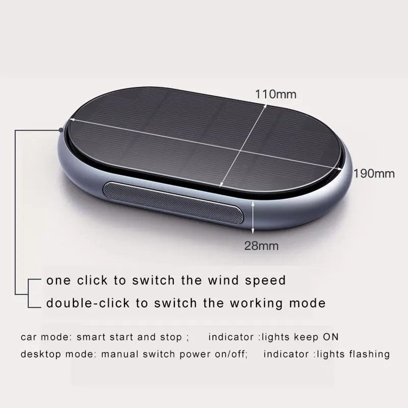 Solar Car Air Purifier 4000mah Smoke Remover HEPA Purifier Breath Protection Smart Interior Air Cleaner Deodorant for Cars Home