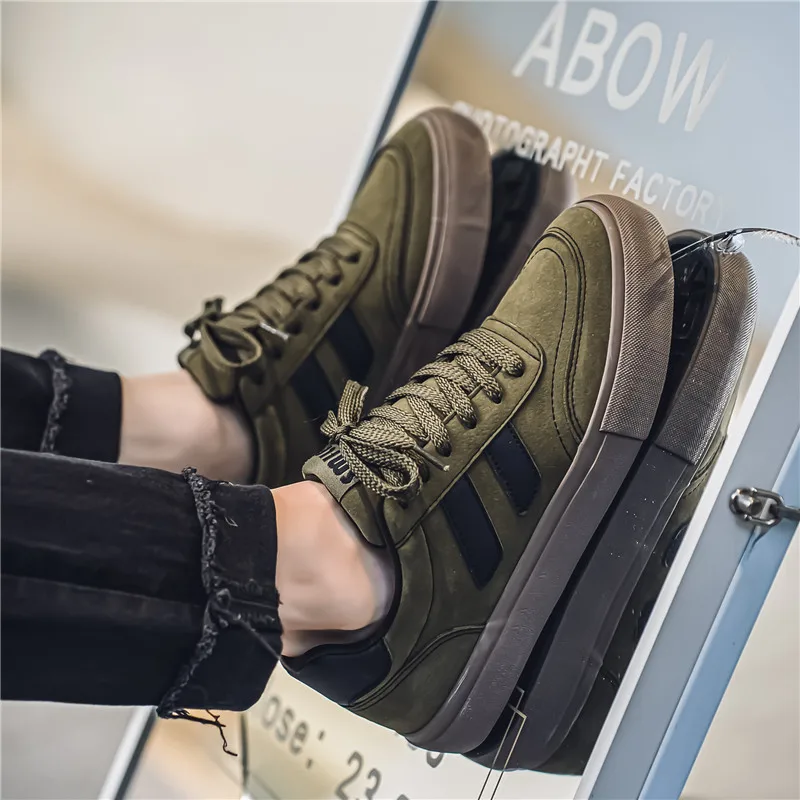 HKDQ Vintage Men's Sneakers Fashion Comfortable Suede Vulcanized Shoes For Men Street Classic Design Lace-up Casual Sneakers Men 6