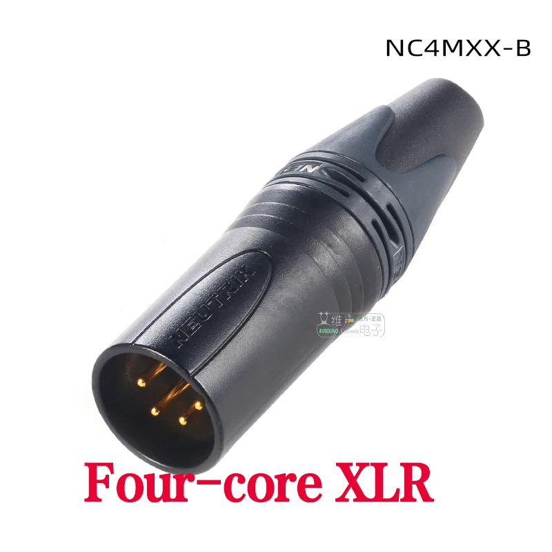 NC4MXX-B 블랙 골드 4핀 XLR 남성 플러그 4코어 XLR 커넥터 금도금 접점 오디오 어댑터 솔더 타입 16AWG