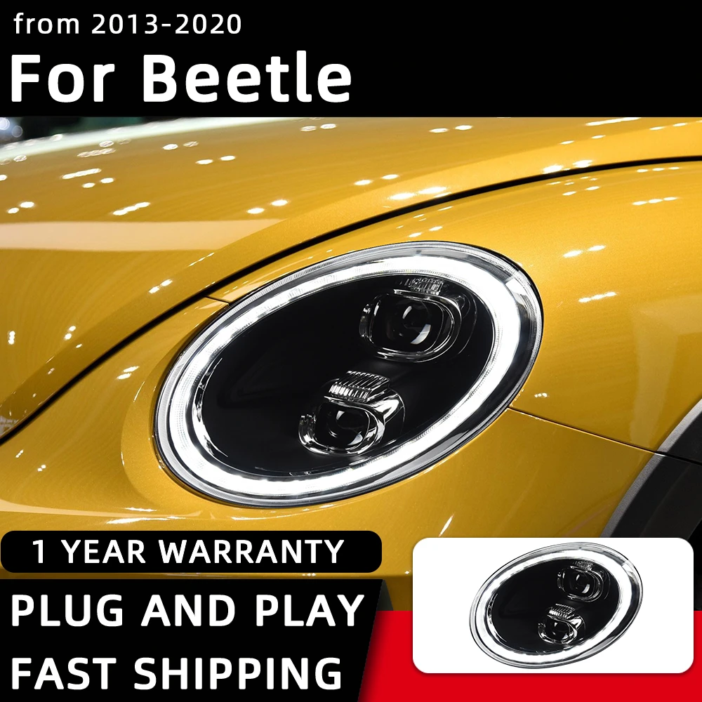 Faros delanteros LED para coche VW Beetle, lámpara de cabeza escarabajo para Estilismo de coche, lente de proyector de señal DRL, accesorios automotrices, 2013 2019| | - AliExpress