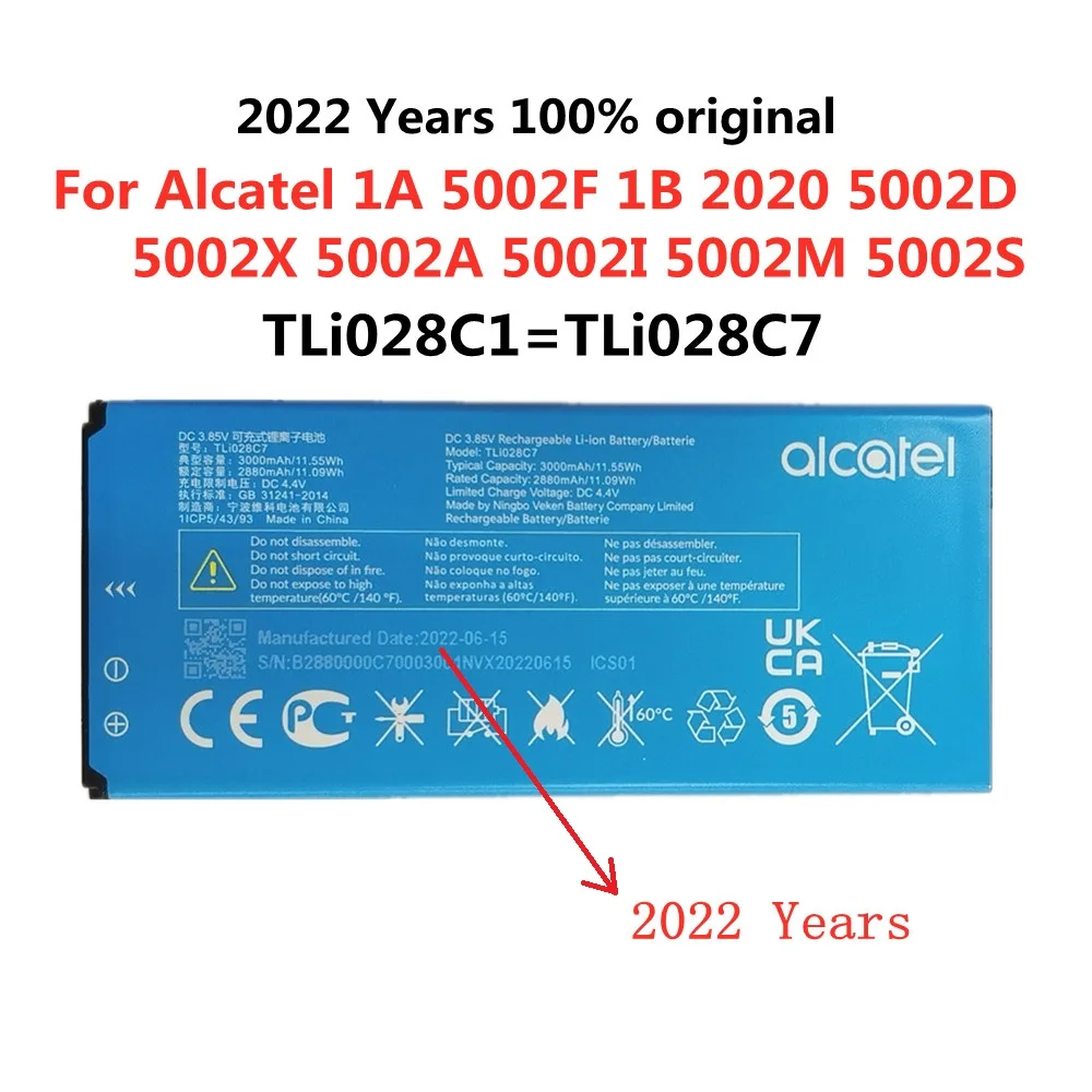 

2022 years 100% Original Battery For Alcatel 1A 5002F 1B 2020 5002D 5002X 5002A 5002I 5002M 5002S TLi028C1 TLi028C7 Batteries