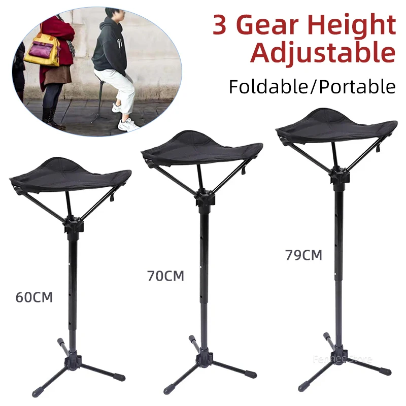 Tabouret triangulaire pliable portable réglable en hauteur pour pêche camping plage et voyages