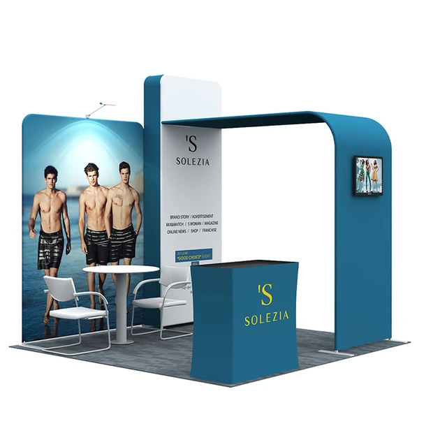 Testreszabja A Nyomtatási Hátteret 10Ft Kiállítási Fülkék Szövet Kiállítás Hordozható Pop Up Booth Tv -Szerelt Termékkel - Image 2