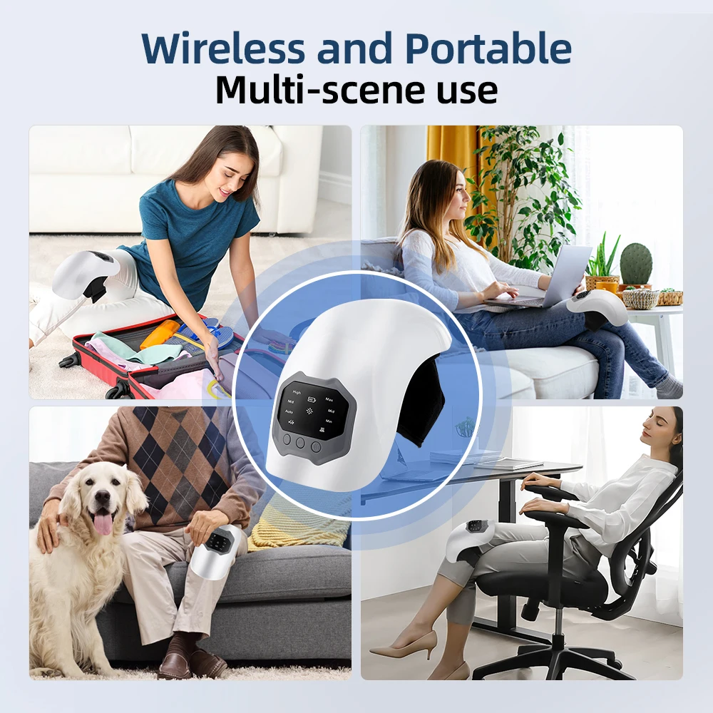 3-in-1 Wireless Knee Massager, Smart Air Pressure & Vibration 3D Kneading for Shoulder Elbow , Portable Design,Christmas gift