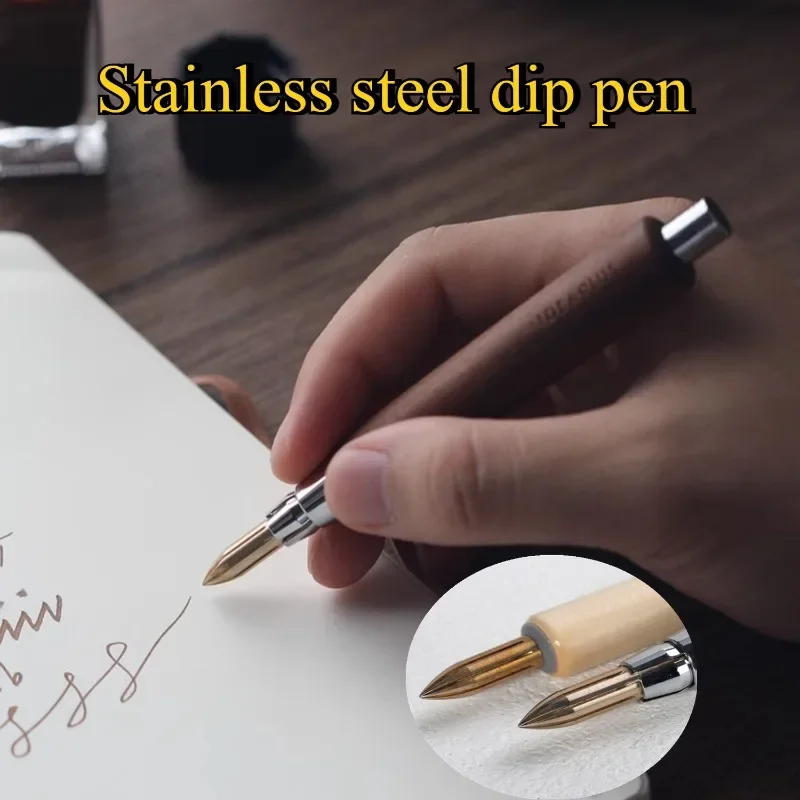 Metal Dip Pens Flat for Bullet Head Set Hand Drawn Comic Creation Watercolor Drawing Hook Line Writing Pen Art Writing Supplies
