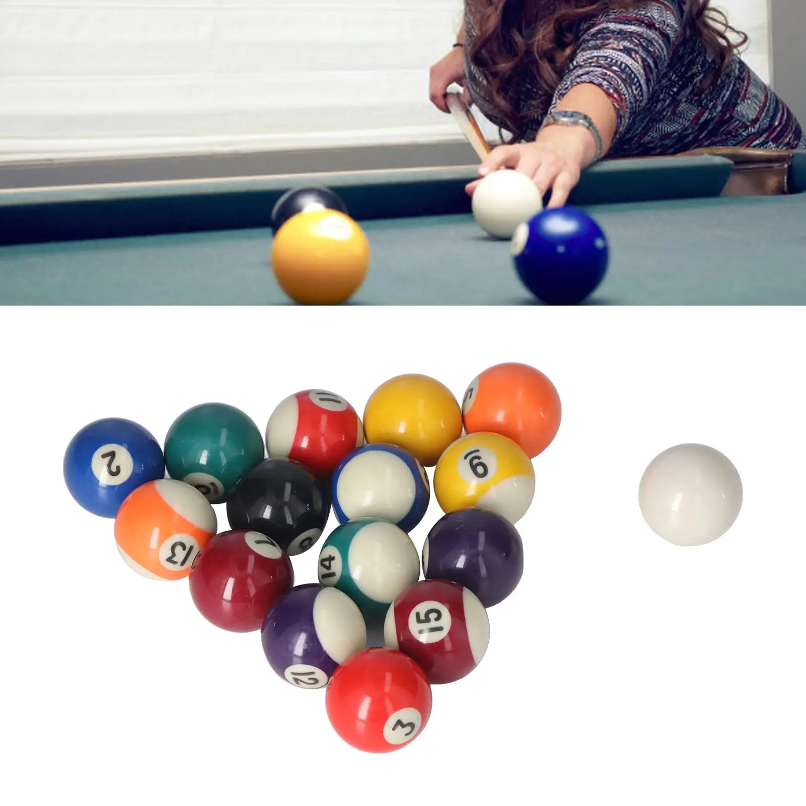 16pcs Mini Billiard Balls 32mm/38mm/25mm-Impact Resistant Eco-Friendly Resin Small Pool Table Ball Set for kids Game Room