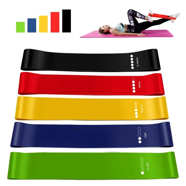 1/5/20pcs 5-Color Yoga Resistance Rubber Band Fitness Equipment 0.35mm-1.1mm Pilates Exercise Training Fitness Elastic Band