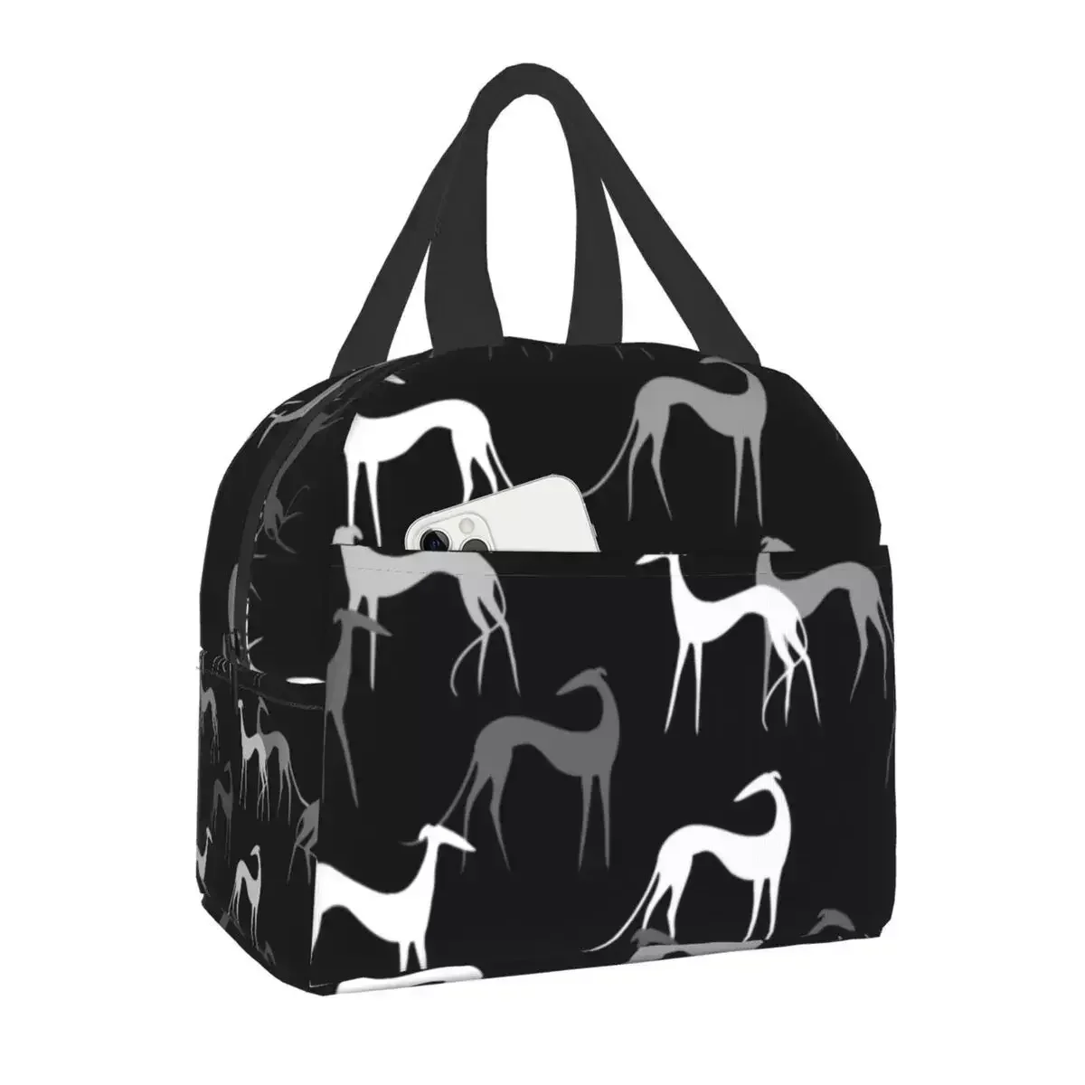 

2024 New Cute Sighthounds Insulated Lunch Tote Bag For Women Greyhound Whippet Dog Portable Cooler Thermal Bento Box School