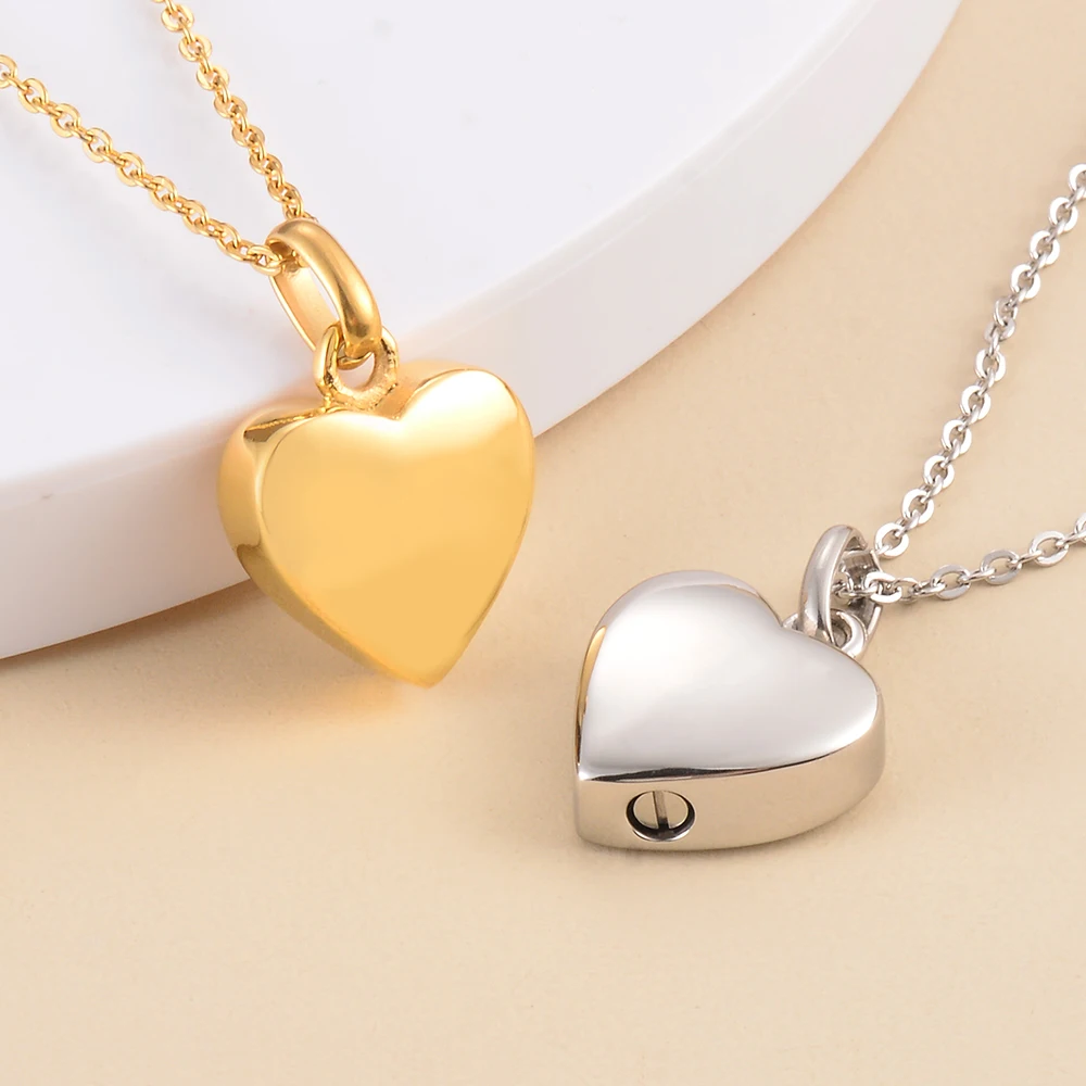 Custom Cremation Jewelry Memorial Urn Necklace For Ashes Holder Stainless Steel Blank Love Heart Pendant Engravable Keepsake 3
