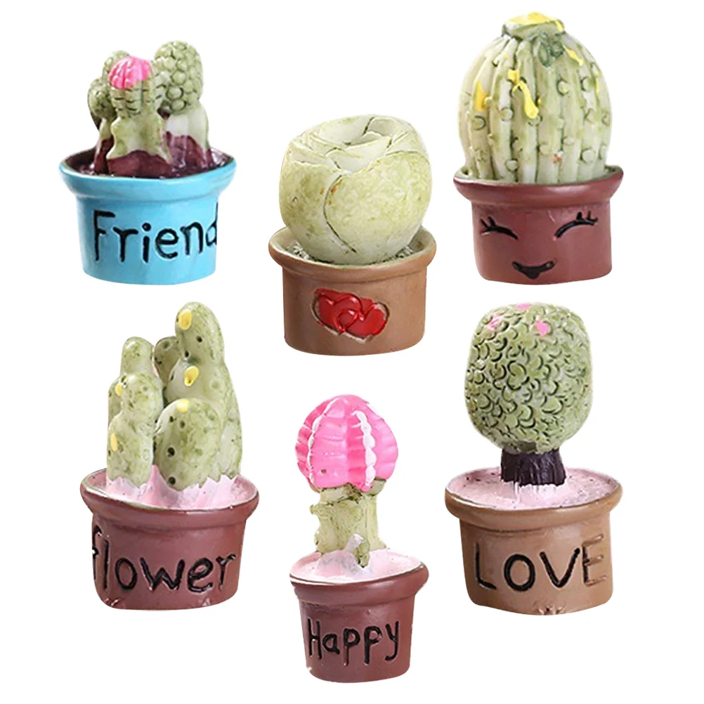 

6pcs Miniature Potted Succulent Ornaments Tiny Plants Miniature Plants Dollhouse Decoration Mini Plant Mixed Style