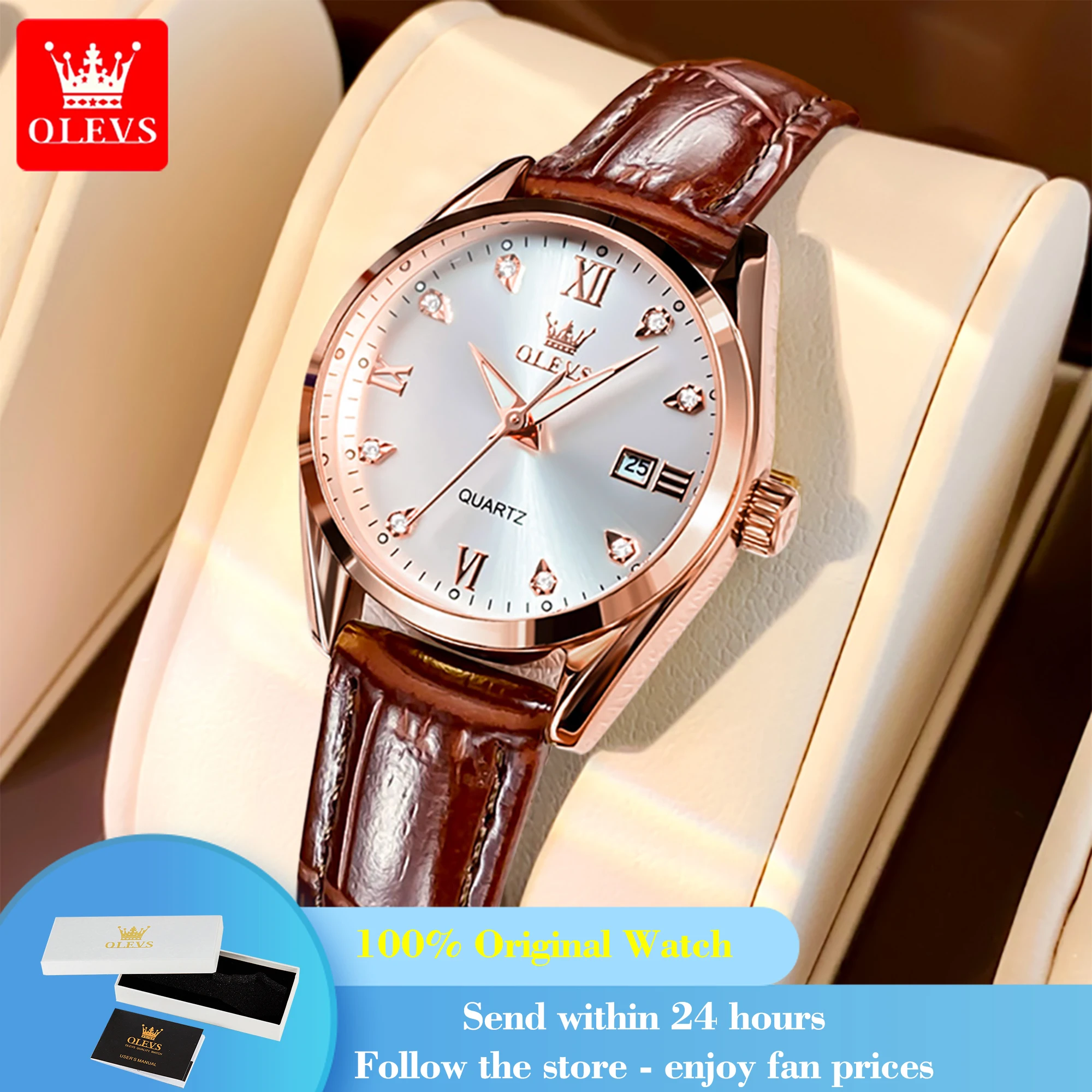 OLEVS 5522 Quartz Watch For Women Original Top Brand Calendar Waterproof Ladies Wristwatch Diamond Fashion Classic Woman Watches