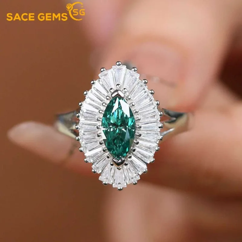 

SACE GEMS GRA Certified 1CT Moissanite Ring VVS1 Lab Diamond Solitaire Ring for Women Engagement Promise Wedding Band Jewelry