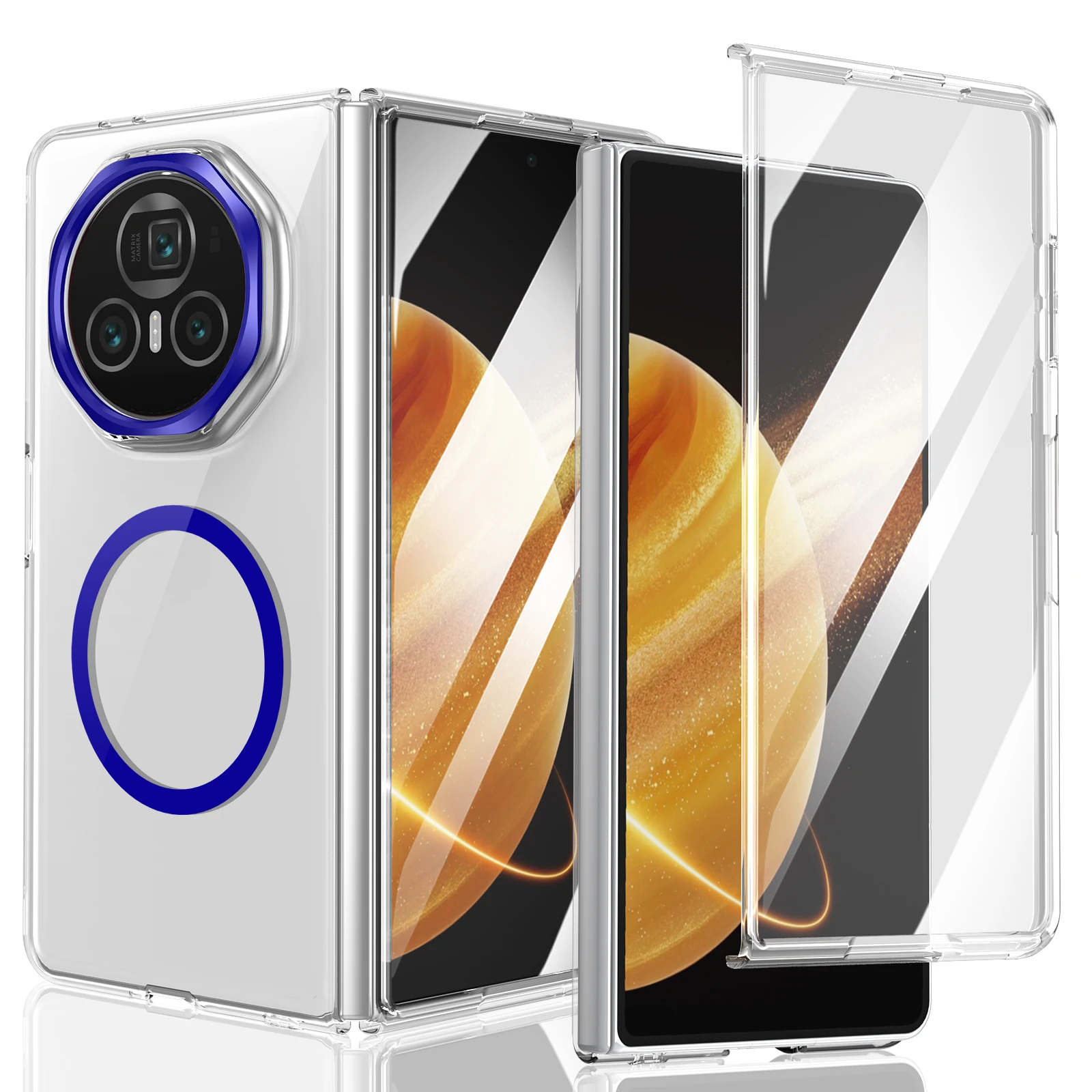 High-Definition Transparent Magnetic Tempered Glass Full Protection Phone Case