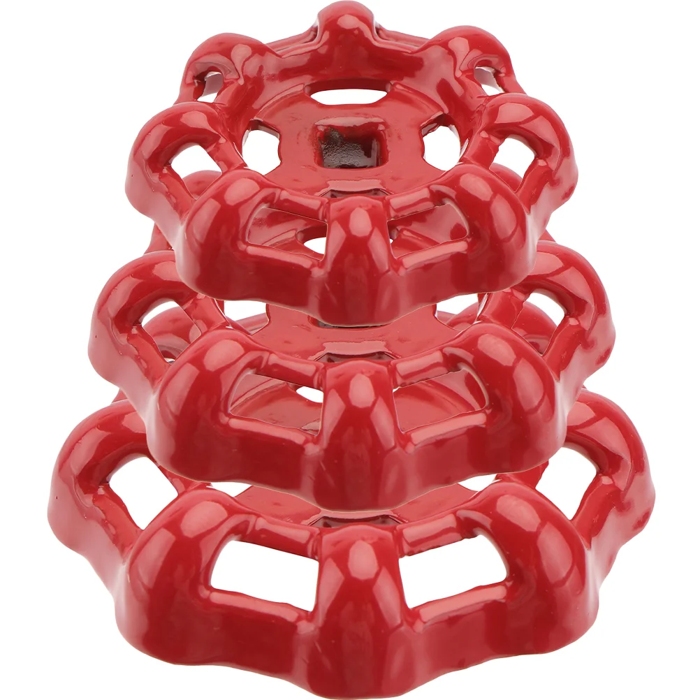 3 Pcs Valve Handle Unique Design Handles Decorative outside Faucet Red Wheel Cast Iron Shower
