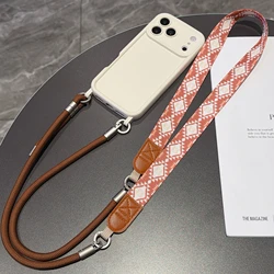 Stylish Retro Lanyard Crossbody Phone Case with Neck and Wrist Strap - iPhone 15 Plus (WHITE)