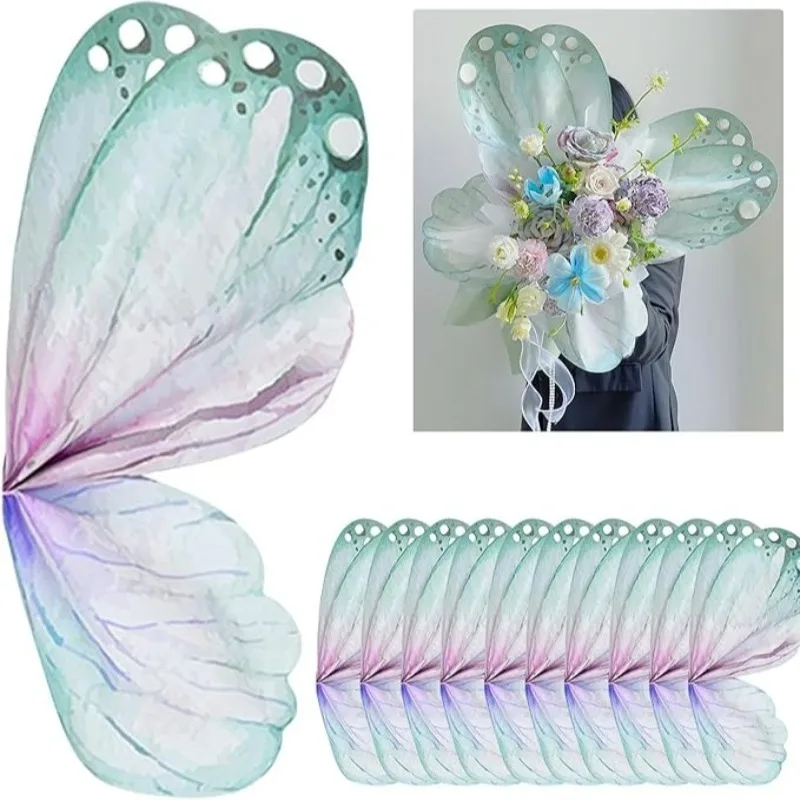 화려한 나비 포장지, 창의적인 크리스탈 나비 크라프트지, 꽃다발 선물 포장 용품