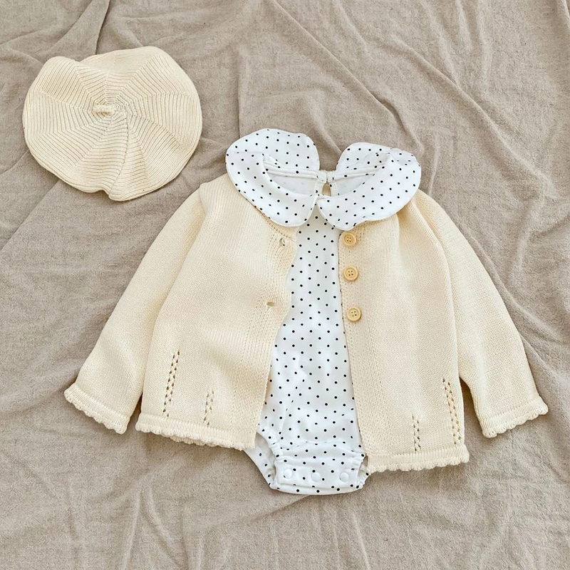 Baby Girls Sweater Autumn baby clothing 0-3 year old baby girl sweet hundred tower cardigan cotton yarn knitted sweater round neck jacket