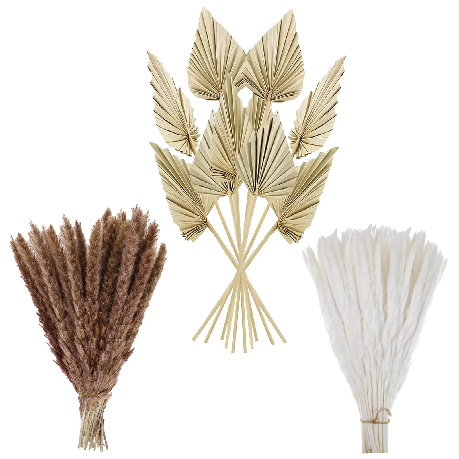 

70Pcs Dried Palm Leaves Dried Pampas Grass Decor Set,Boho Dried Palm Reed Grass Bouquet for Wedding Home Cake Topper Table Decor