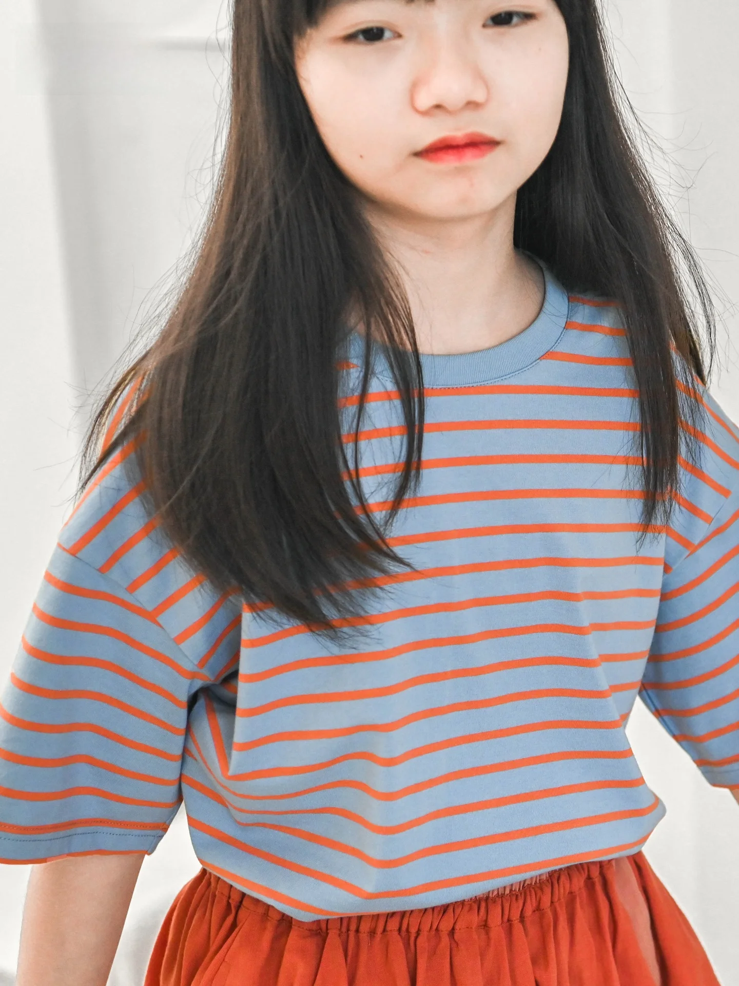 오리지널 예술적 텐셀 린넨 스커트 하프 길이 오리지널 예술적 중대형 아동 여름..