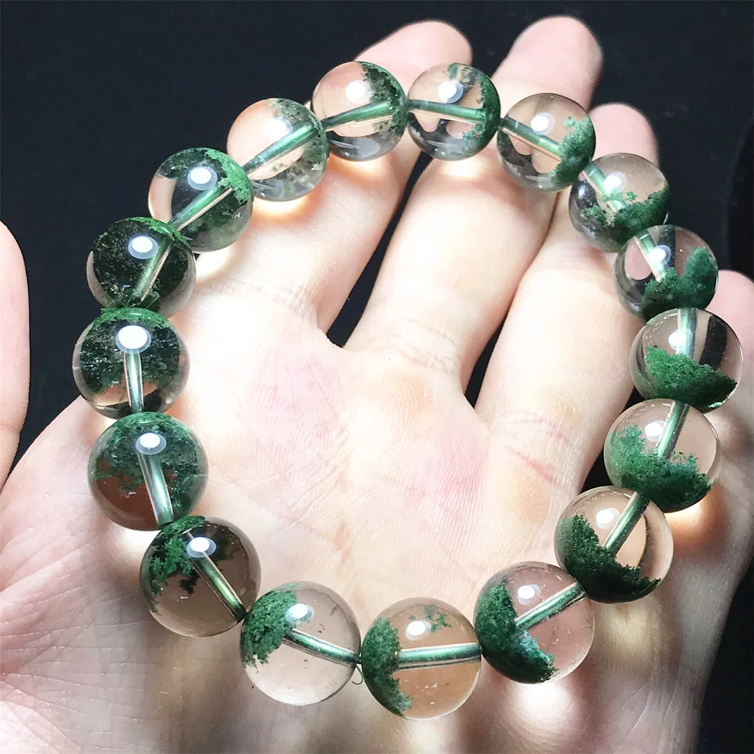 

12mm Natural Green Phantom Quartz Bracelet For Woman Lady Man Crystal Healing Love Gift Round Beads Strands Jewelry AAAAA