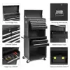 Rolling Tool Box, 3 in 1 Steel Tool Chest with 6-Drawer & 2 Cabinet for Workshop Garage Black Upgraded Large Capacity 6
