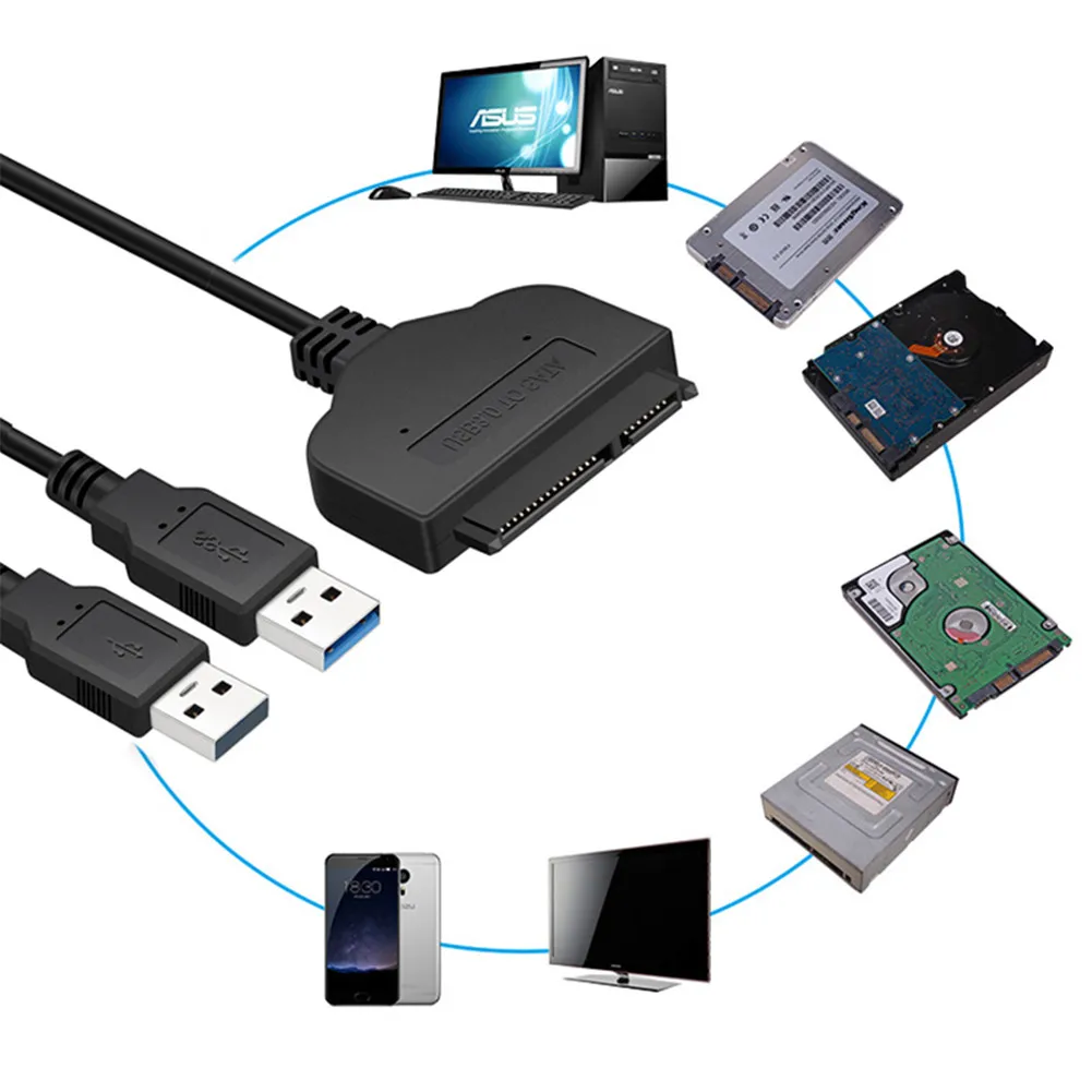 

Кабель с 22 на USB 3,0 до 6 Гбит/с для 2,5-дюймового внешнего жесткого диска SSD жесткий 3 22-контактный адаптер USB 2,5