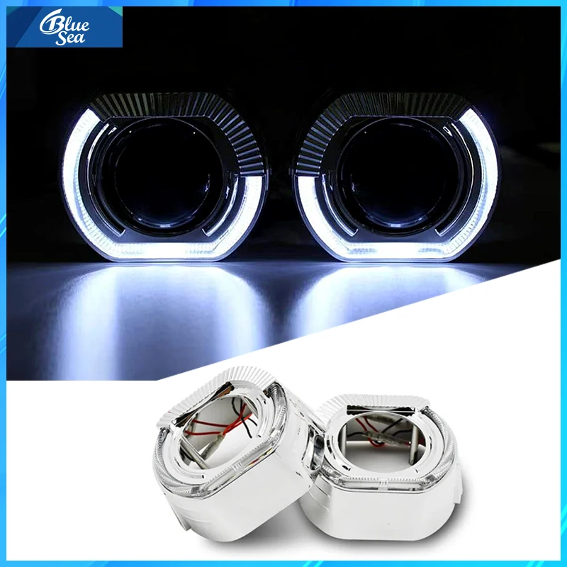 Car Headlight shrouds 2.5 Inch 3 Inch integrated Shroud Cover LED Angel Eyes for Projector Lens Headlight Decoration Accessories