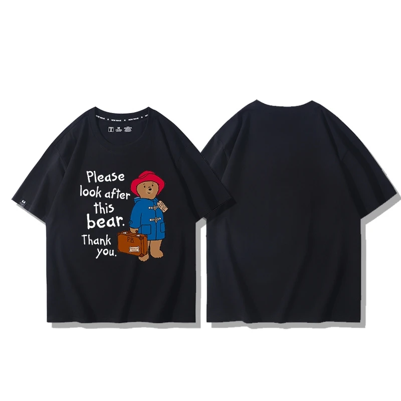 British Paddington Bear Men Women Loose Short Sleeve Shirt British Brown Vintage T-shirt Children's T-shirt Tops sportswear tshirt,motorcycle tshirt,children printed t shirt