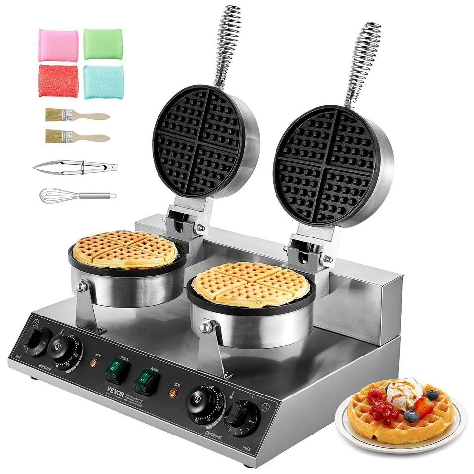 VEVOR Commercial Dual Head Waffle Maker Machine